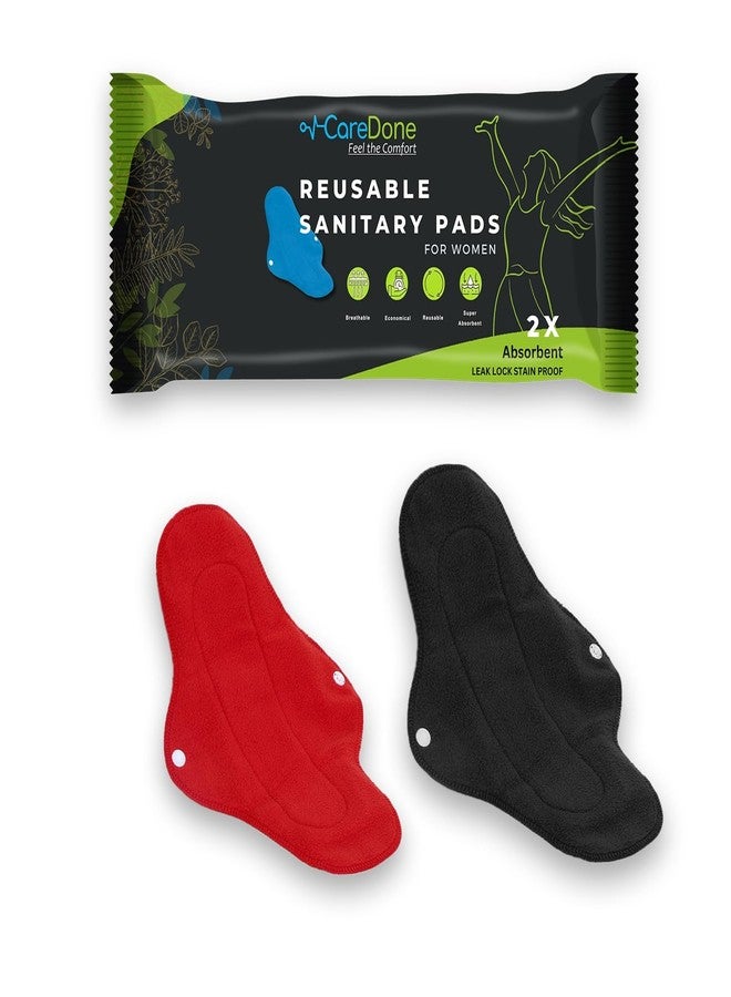 CareDone Multicolor Reusable Cloth Period Pads Washable Napkin for Heavy Flow Leakproof Overnight Protects,Large Sanitary Pads Set (Pack of 2) - Image 1